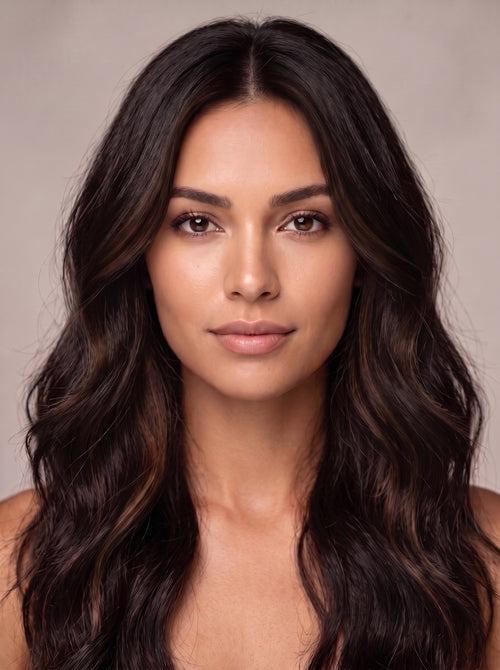 DARK BROWN HIGHLIGHTS REMY HUMAN HAIR EXTENSIONS SET OF 4