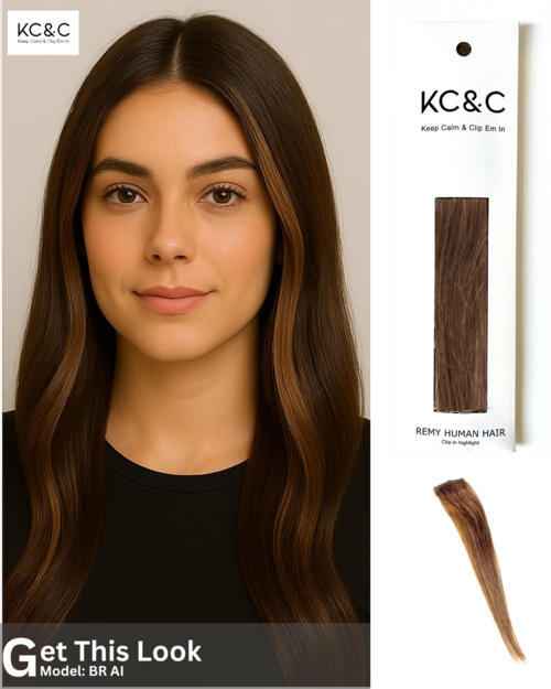Warm Brown Clip-In Hair Extensions _ Balayage Colour Melt Highlights