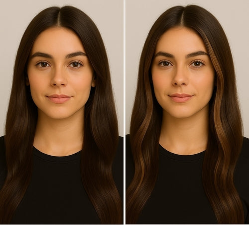 Warm Brown Clip-In Hair Extensions _ Balayage Colour Melt Highlights